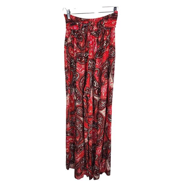 Free People Women's Bohemian Floral Pasley Print Wide Leg Dress Pants S - Picture 4 of 6